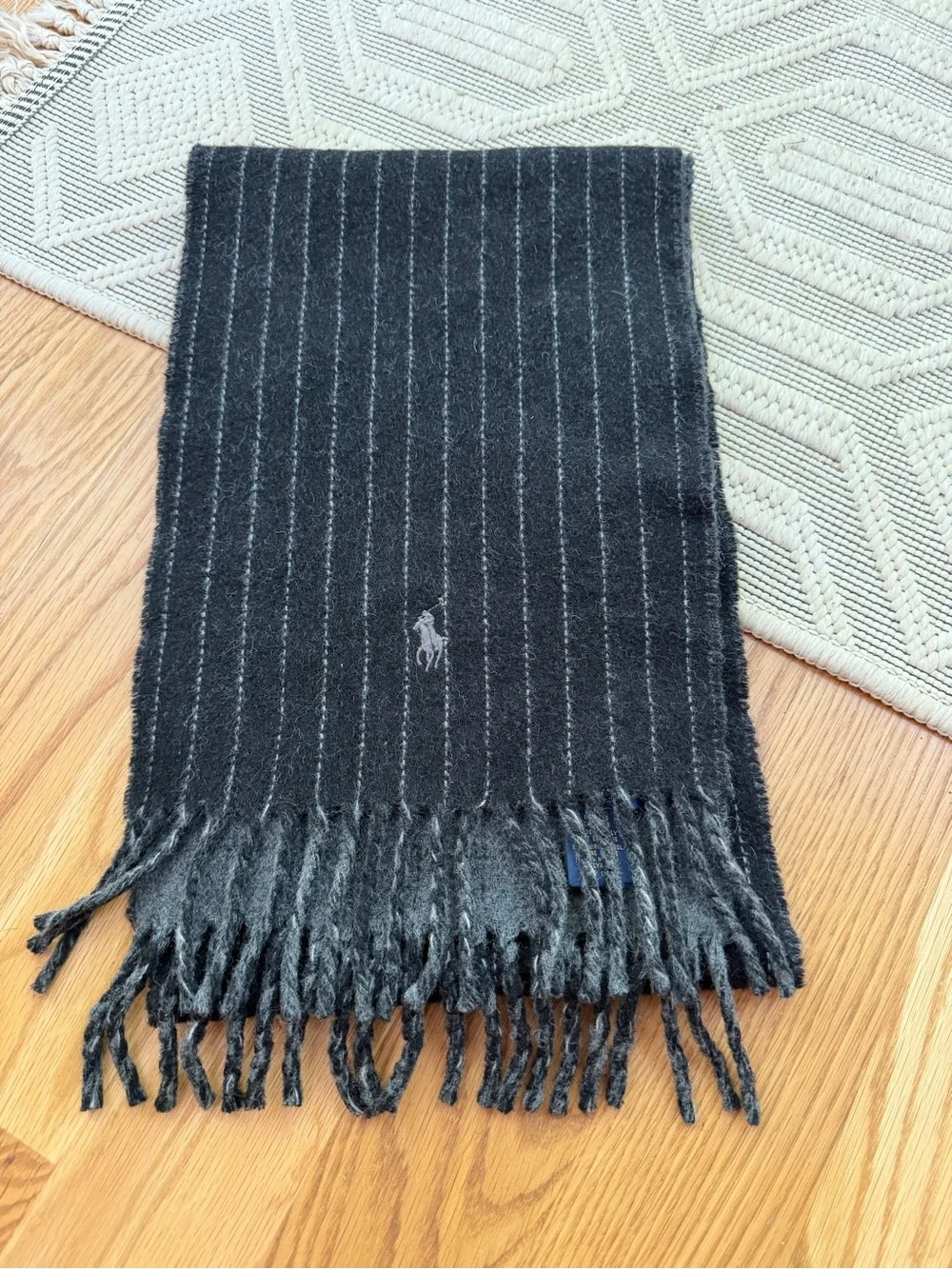 Ralph Lauren Men Scarf Polo Pony Made In Italy Wool Reversible Limited Edition V
